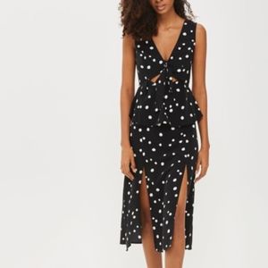 Topshop Spot Peplum Midi Dress